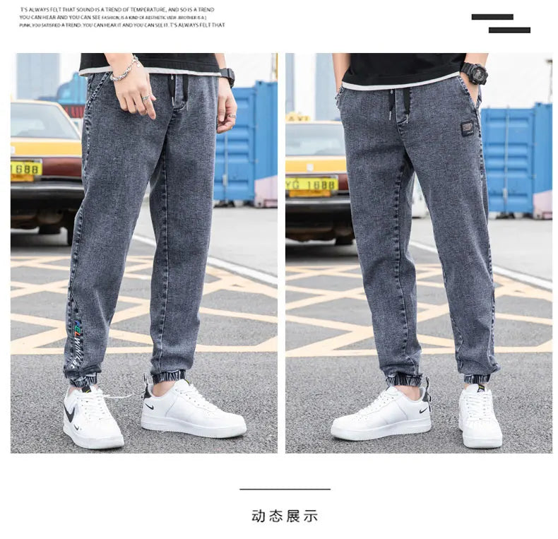 New Big Size 8XL Men's Jogger Jeans Streetwear Black Blue Casual Denim Cargo Pants Stretch Cotton Taper Jeans Baggy Trousers