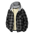 Plaid hooded contrasting color long sleeve zipper pocket cardigan men's casual stylish jacket top
