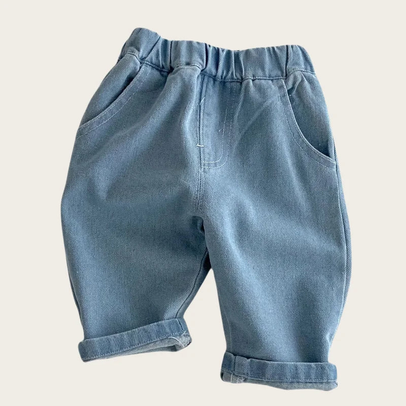 0-5Y Kids Boys Cotton Denim Pants Summer 2026 Baby Jeans New Stylish Korean Style Children's Casual Soft Trousers Clothing Boys