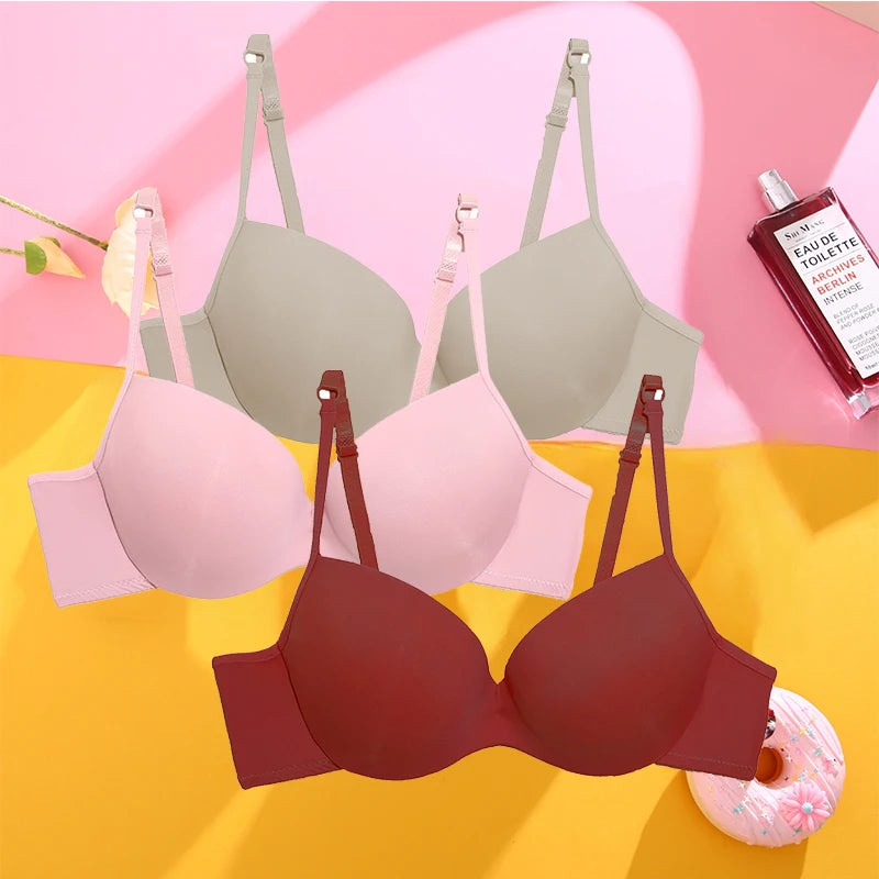 3Pcs/Set Sexy Breast-Expanding Women Bralette Underwear Ladies Gather Up No Show Sleepwear Big Breastless Seamless Bra Brassiere