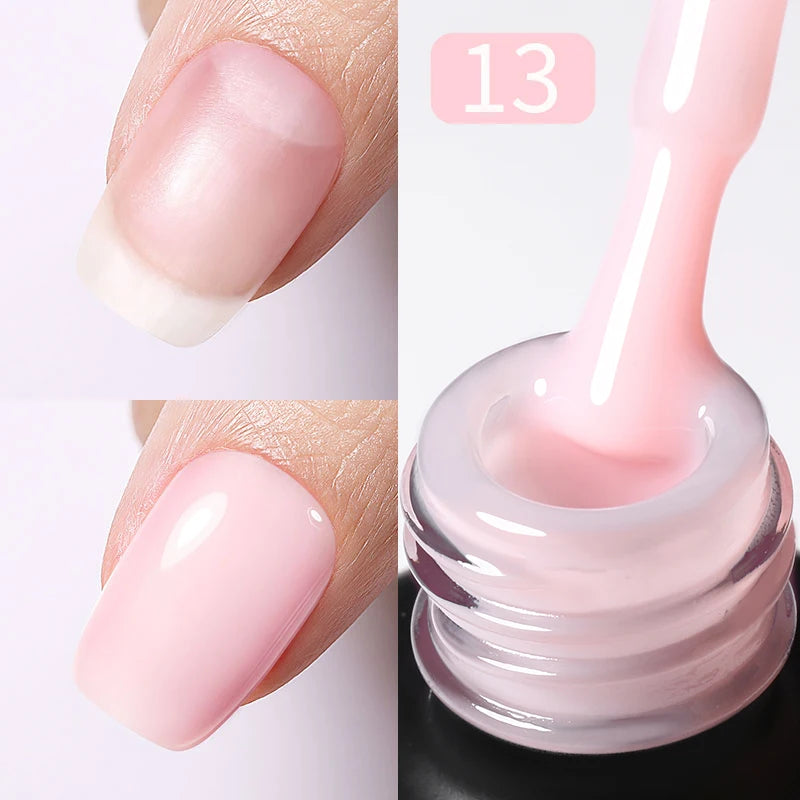 BORN PRETTY 15ml Milky Pink Rubber Base Gel Nail Polish Glitter Semi-Permanent Varnish Soak Off Self Leveling UV LED Polish