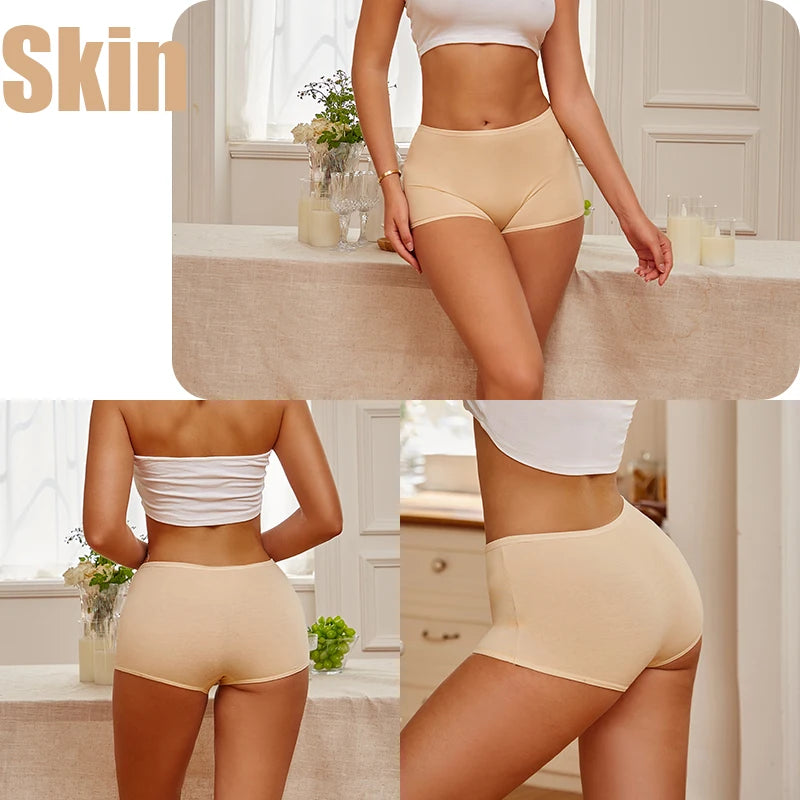 FINETOO 3PCS/SET Women's Cotton Panties Seamless Sports Boxers Underwear Female Solid Color Briefs Cozy Intimate Underpants Soft