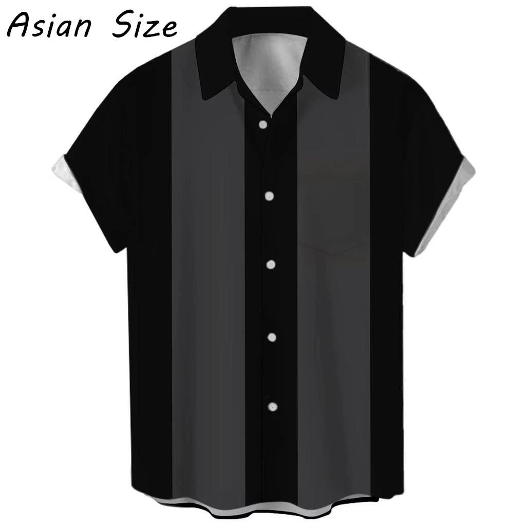 Casual Simple Stripe Hawaiian Shirt 2026 Fashion Color Contrast Men Women Shirt Daily Party Button-Up Summer Unisex Bloses Tops
