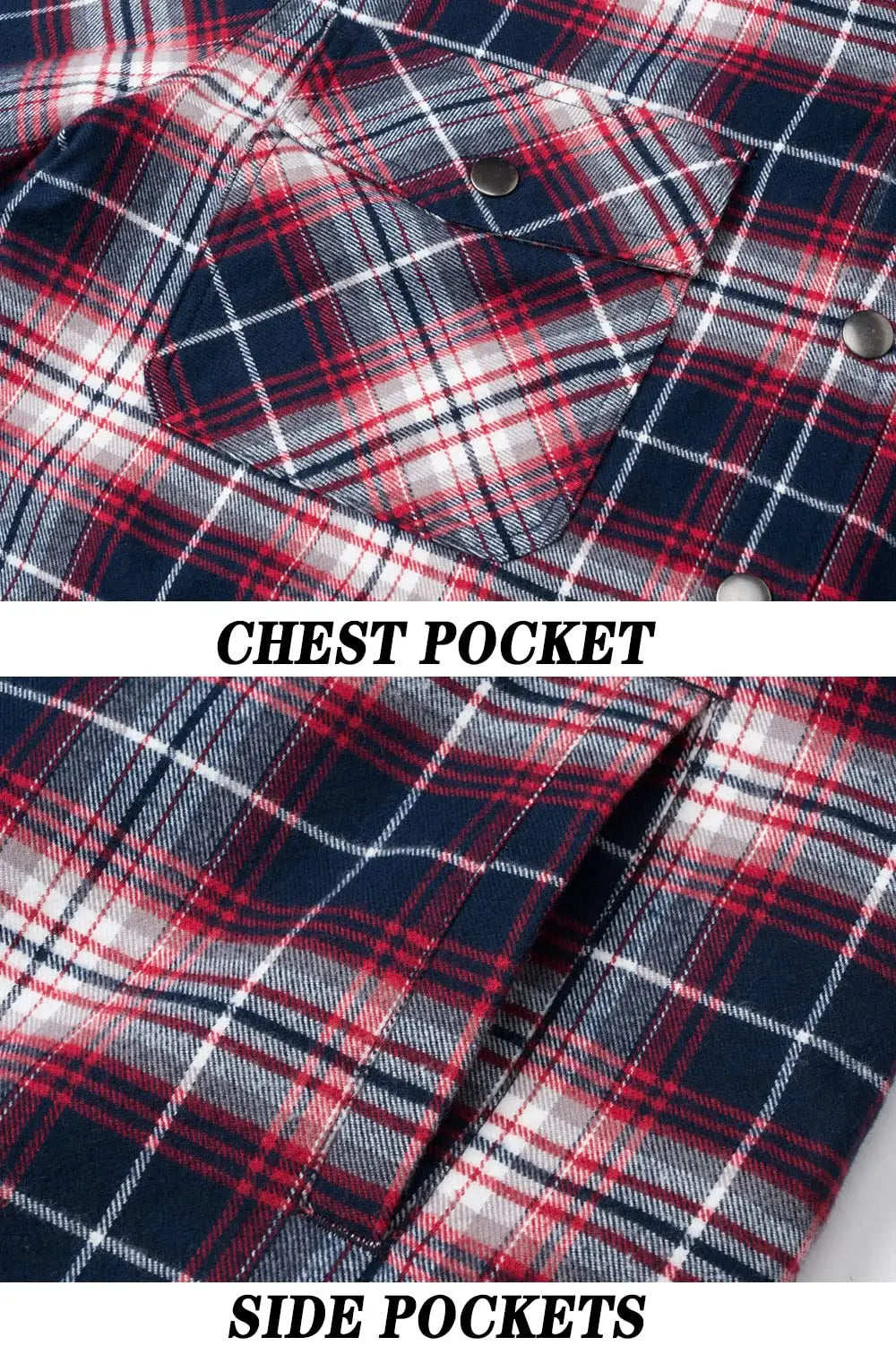 TACVASEN Winter Plaid Cotton Jackets Mens Long Sleeve Quilted Lined Flannel Shirt Jacket Multi-Pockets Outwear Hiking Coats Tops