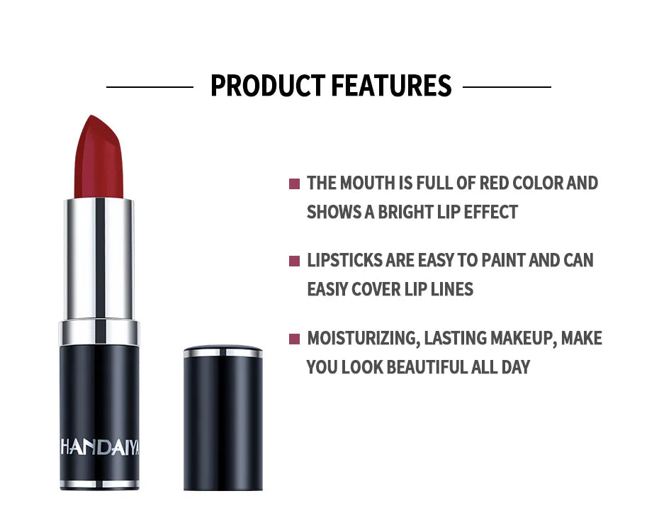 HANDAIYAN 12 Color Matte Lipstick Waterproof Moisturize Velvet Sexy Lip Gloss Popular Color Hot Selling Fashion Beauty Lipstick