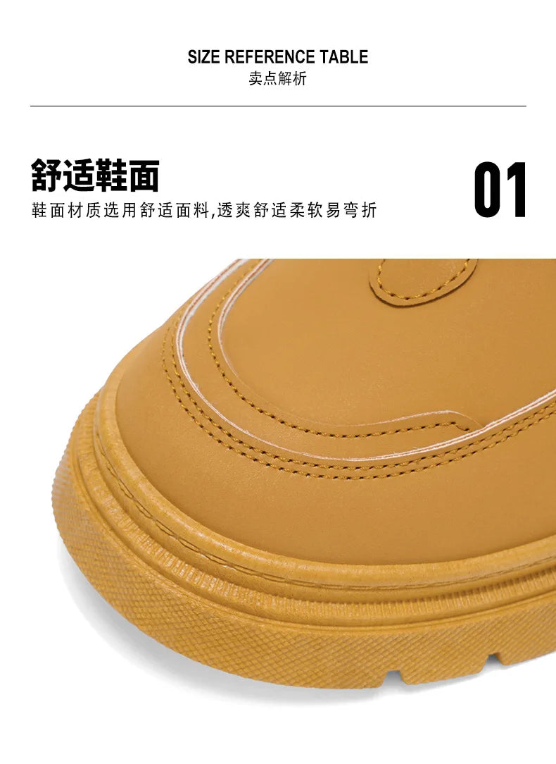 New Men's Leather Boots Brand Retro Comfortable Boots for Men 2025 Fashion High Top Non Slip Casual Shoes Business Work Shoes