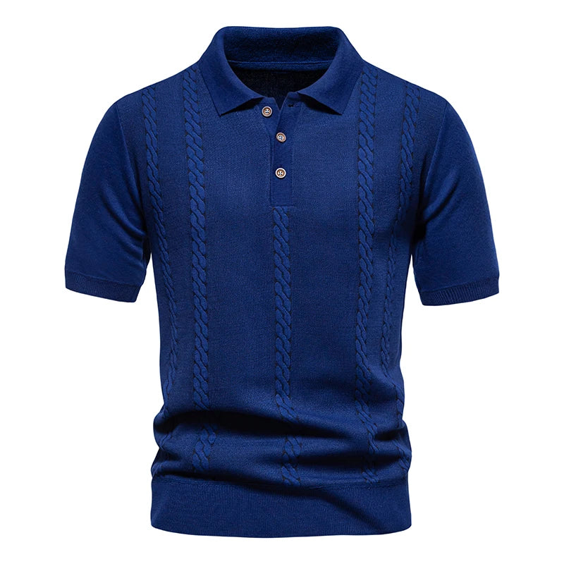 Big Size New Mens Knit Tops Short Sleeve Sweaters Solid Button Polo Shirts Knit Pullover Shirts US Size