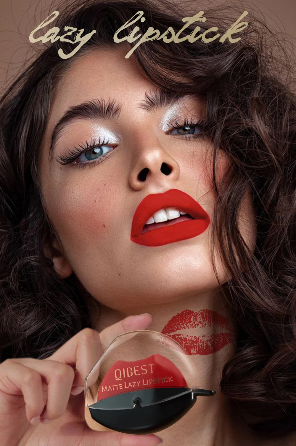 Lip-shaped lipstick seal Sip into makeup lazy blush lipstick Matte makeup effect Moisturizing lip gloss Waterproof non-stick cup