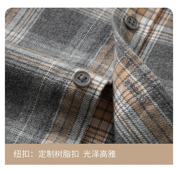 100% Cotton Flannel Shirt Men's, Plaid Casual Jacket, Anti-Wrinkle, Multi-Color Gold Quality Long-Staple Cotton M-4XL