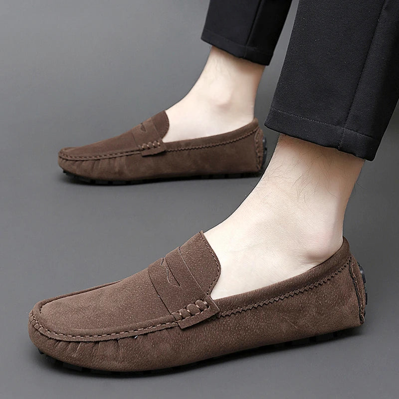 Suede Leather Mens Loafers New Fashion Walking Shoes New Comfy Man Drive Flats Classic Original Style Men Casual Shoes Moccasins