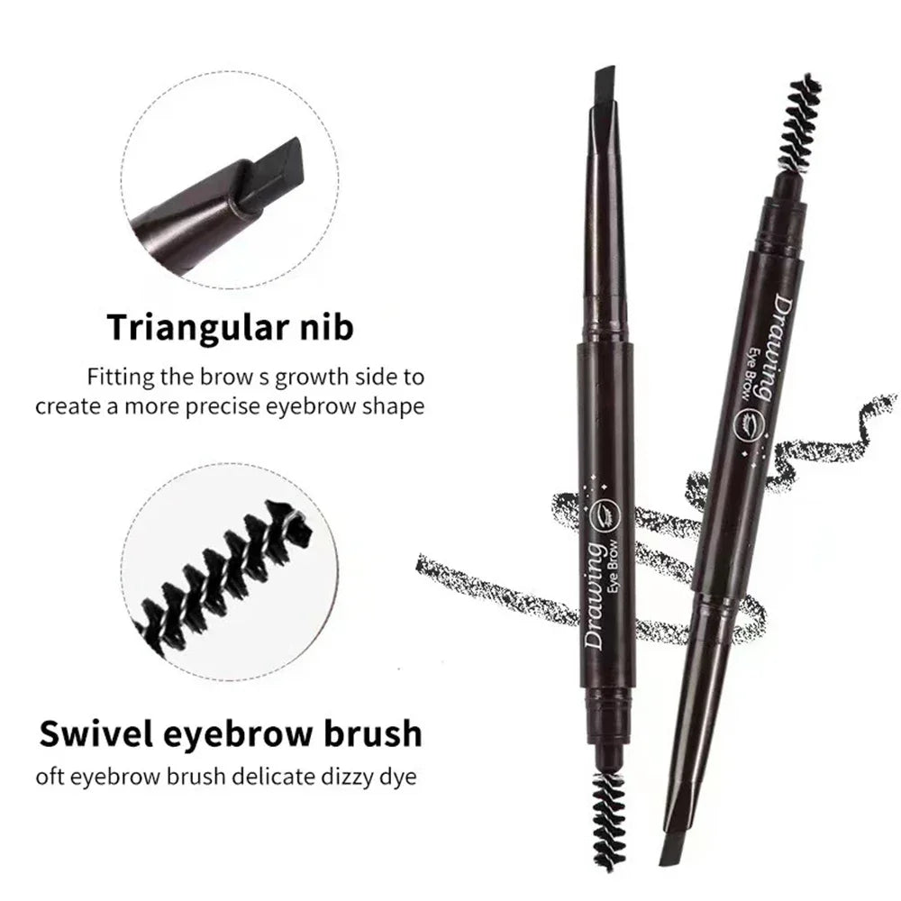 Extremely Fine Double-headed Waterproof Eyebrow Pencil - Durable and Long Lasting for Beginner Women's Makeup Eye Brow Pen
