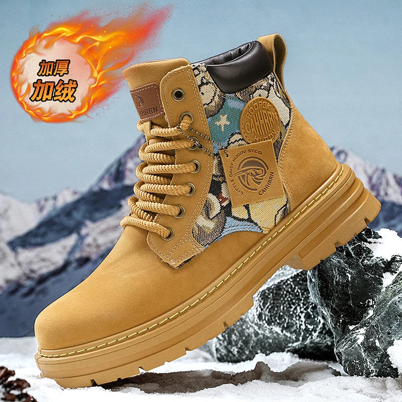 New autumn men shoes boots High Top Fashion Motorcycle Leather Shoes Outdoor leisure comfortable Boots male Lace-Up Botas