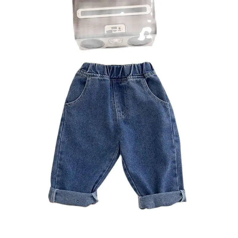 LILIGIRL 2025  Baby Pants Solid Kids Jeans Casual  Boys Denim Pants Soft  Girls Fashion Trousers