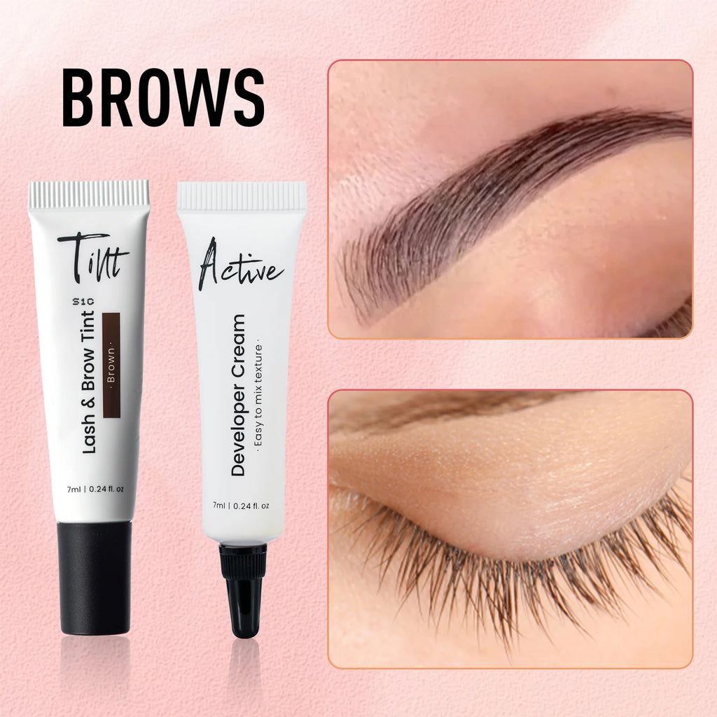 Gollee Classic Black Natural Lash and brow Tinting Set Lasting Waterproof Eyelash Fast Tint Kit Enhancers Easy Dye Makeup Tools