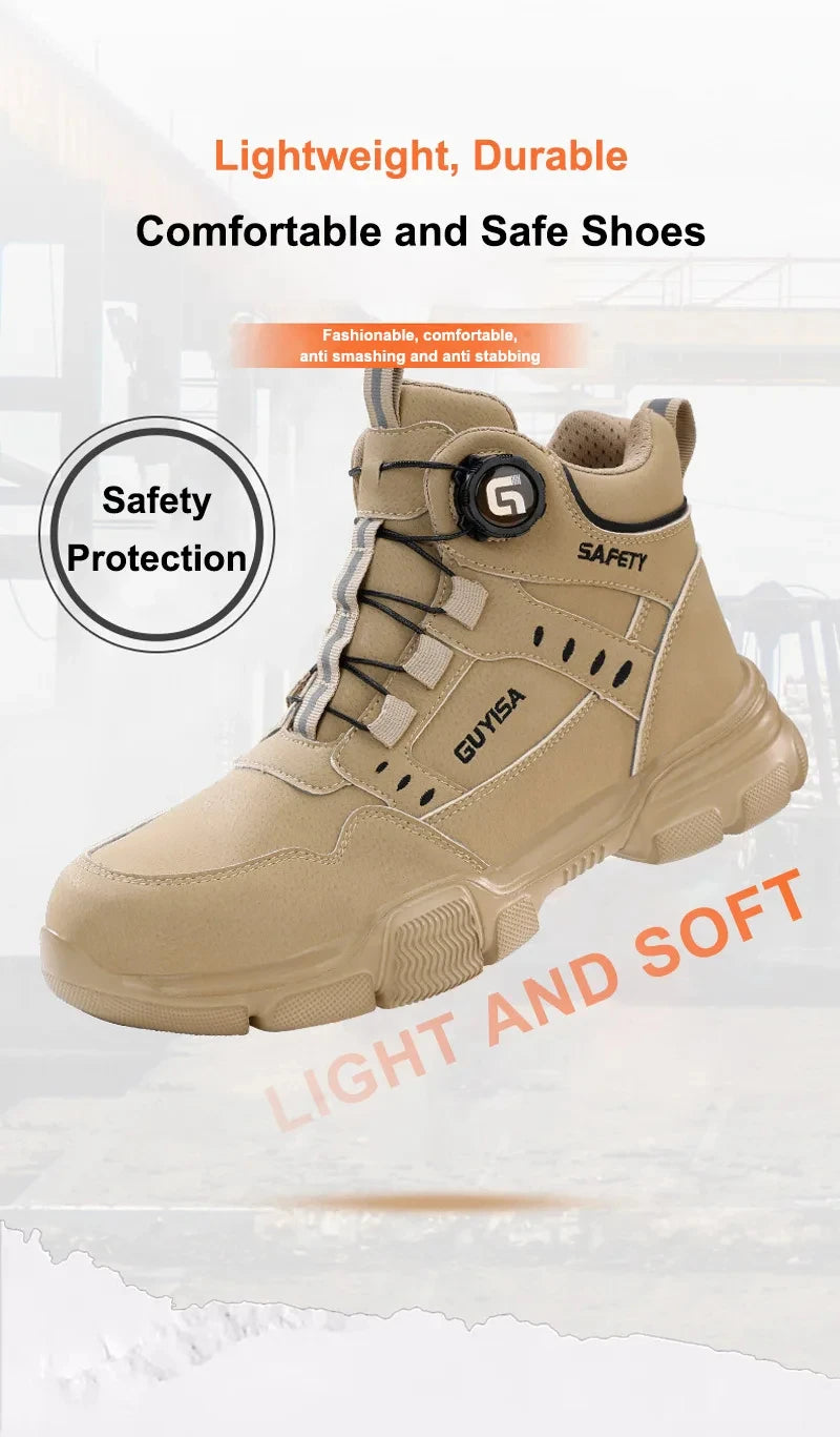 Men's Rotating Button Anti-Smash Anti-puncture Steel toe work Safety Shoes Men Work Boots Protective Women Sneakers Shoes