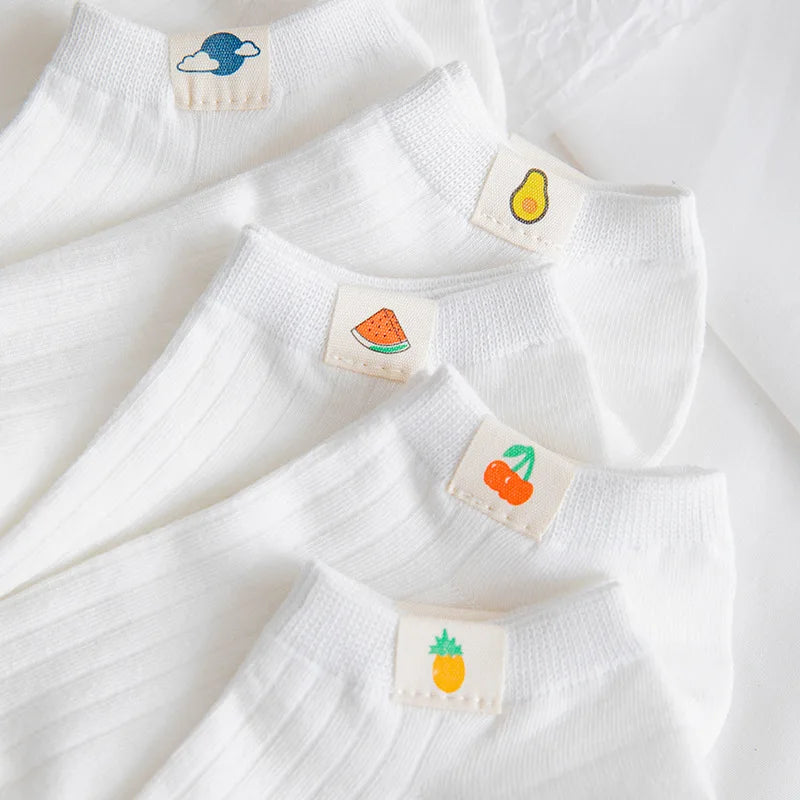 Solid Color White Short Socks Women Casual Cotton Breathable Low Cut Ankle Socks College Style School Students Kawaii Cute Socks