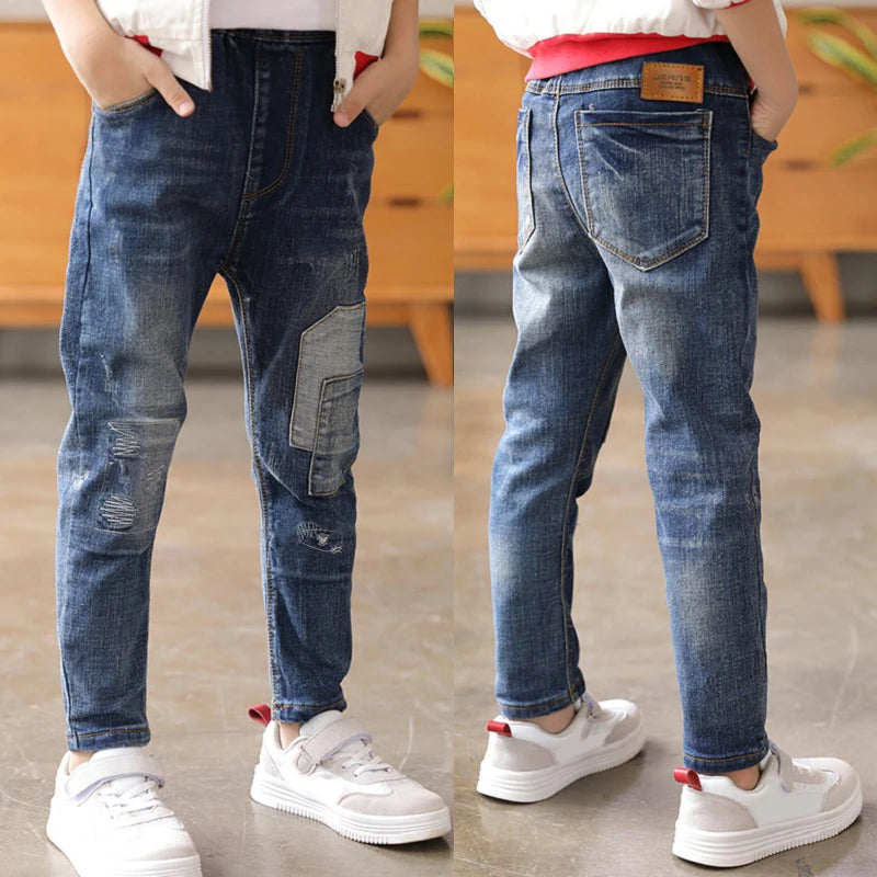 IENENS Jeans For Boys Clothes Kids Cowboy Sports Pants Children Denim Trousers Clothing Boy Bottoms Size 4 5 6 7 8 9 10 11 12
