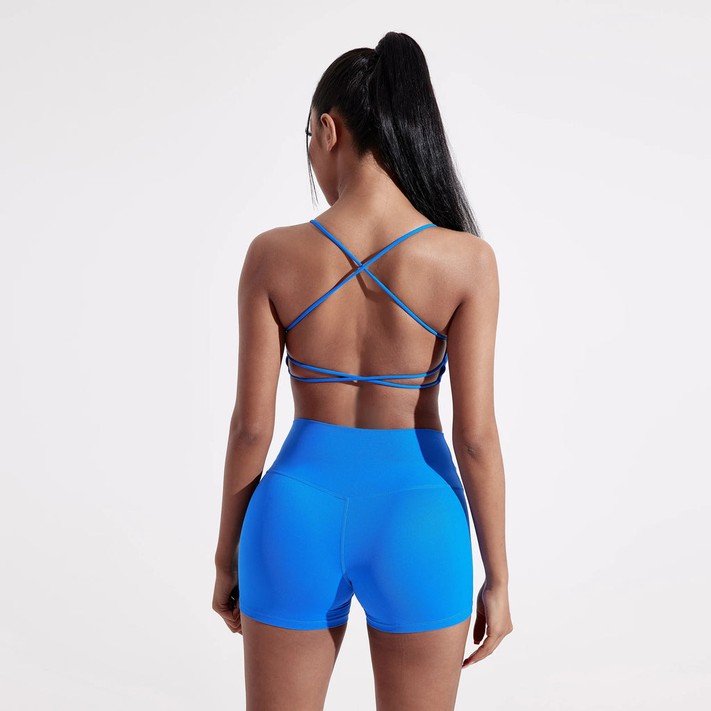 Solid Color Gym Yoga Underwear Women Cross Back Straps Fitness Bra High Strength Tight Sport Top Comprehensive  With Chest Pad