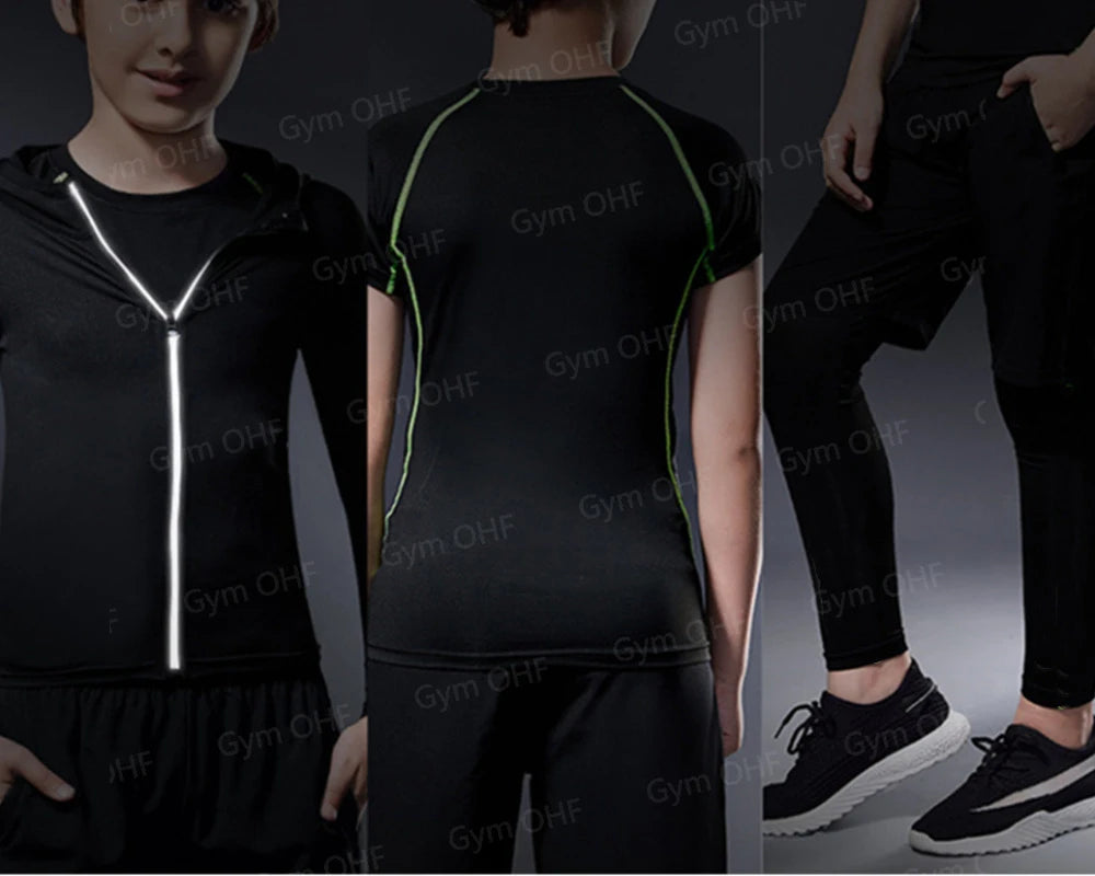 Kids Gym Trousers Brand Black Tights Girl Sport Leggings For Boys Pants Fitness Running Quick Dry Children Yoga Training Bottoms