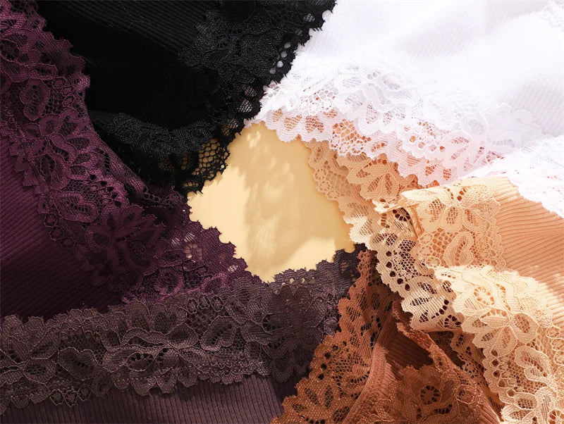 3PCS/Set Sexy Lace Cotton Panties for Women Flroal Lace Seamless Briefs Low Rise Lingerie Female Breathable Soft Underwear S-XL
