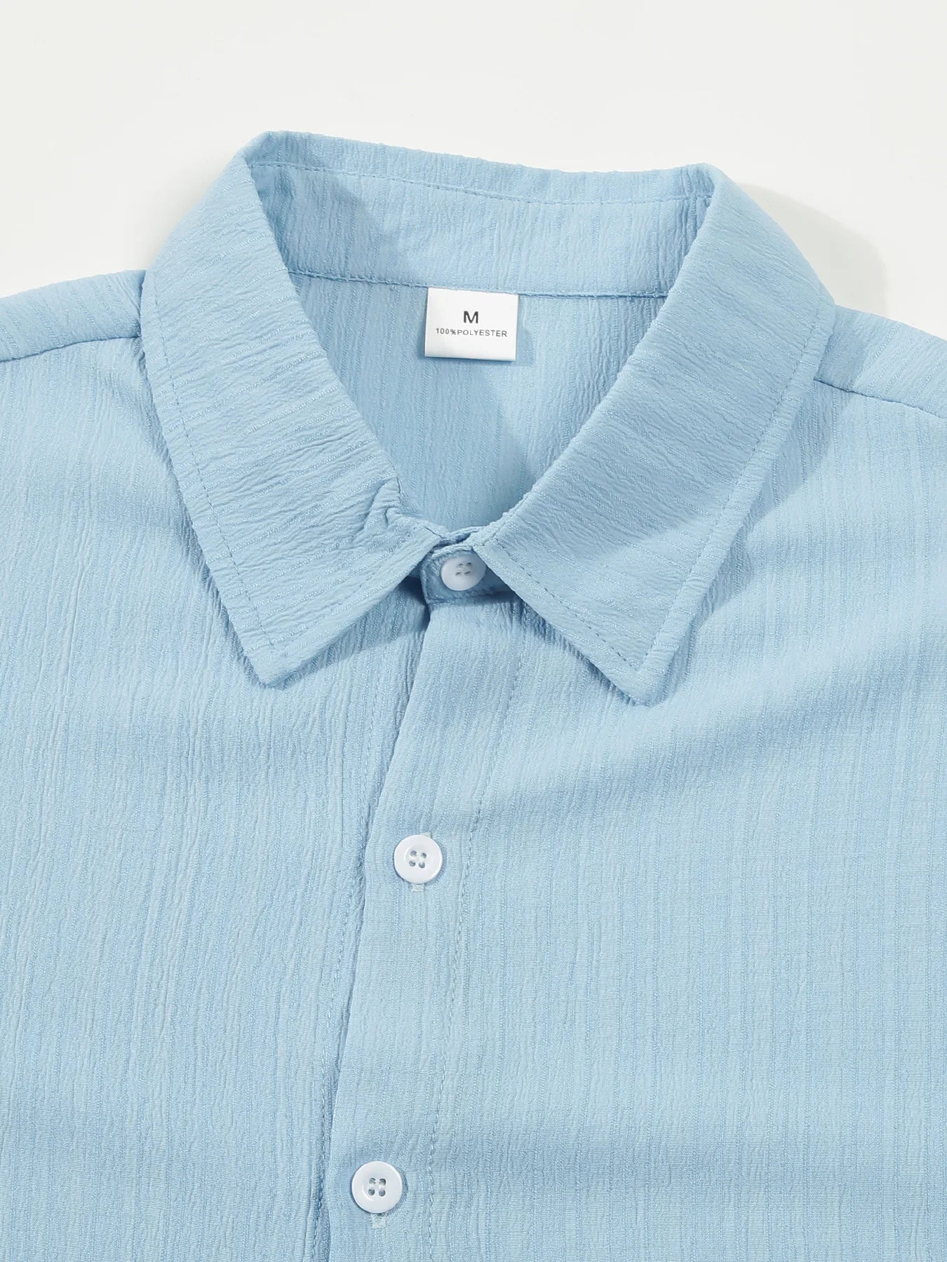 European and American men's shirt set solid color vertical strip lapel short-sleeved casual pants home daily beach set