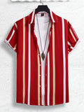Men Women Shirts Colorful Striped Pattern Print Design Short Sleeve Shirts Fashion Button Short Sleeve Tops