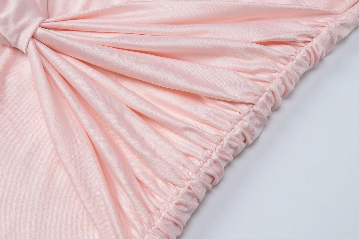 Dulzura O-Neck Sleeveless Backless Ruched Slim Ribbon Long Dress Women Solid Sexy Elegant Clothes Party Club Prom Summer Clothes