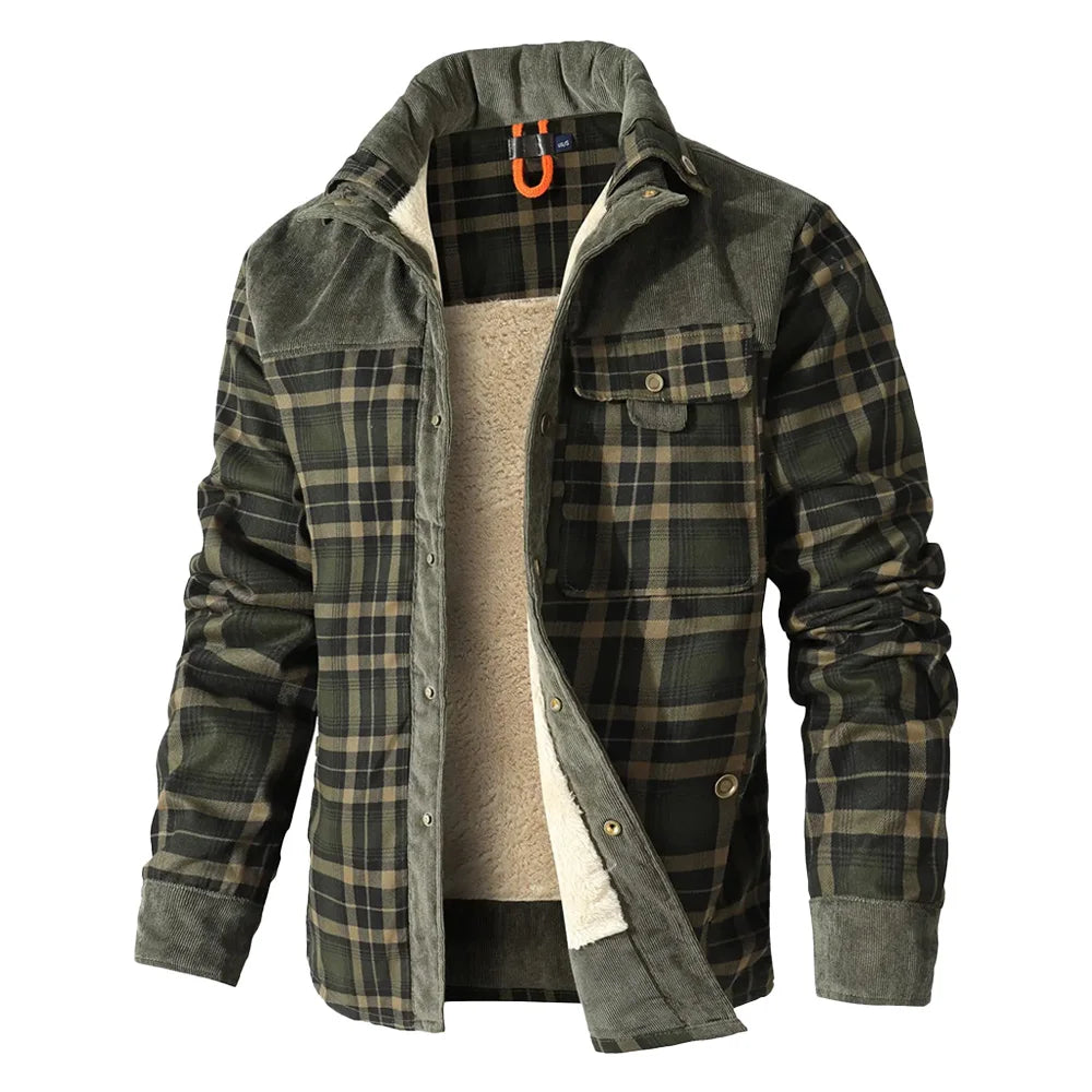 Men's Jackets Winter Windproof Warm Casual Bomber Coat Plaid Sherpa Lined Flannel Outdoor Classic Soft Jackets Men US Size