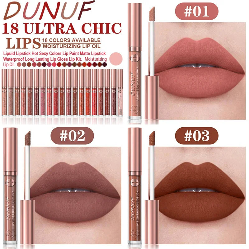 Matte Velvet Lip Gloss Dark Red Brown Lip Glaze Long Lasting Waterproof Liquid Lipstick Natural Moisturizer Transparent Lip Oil