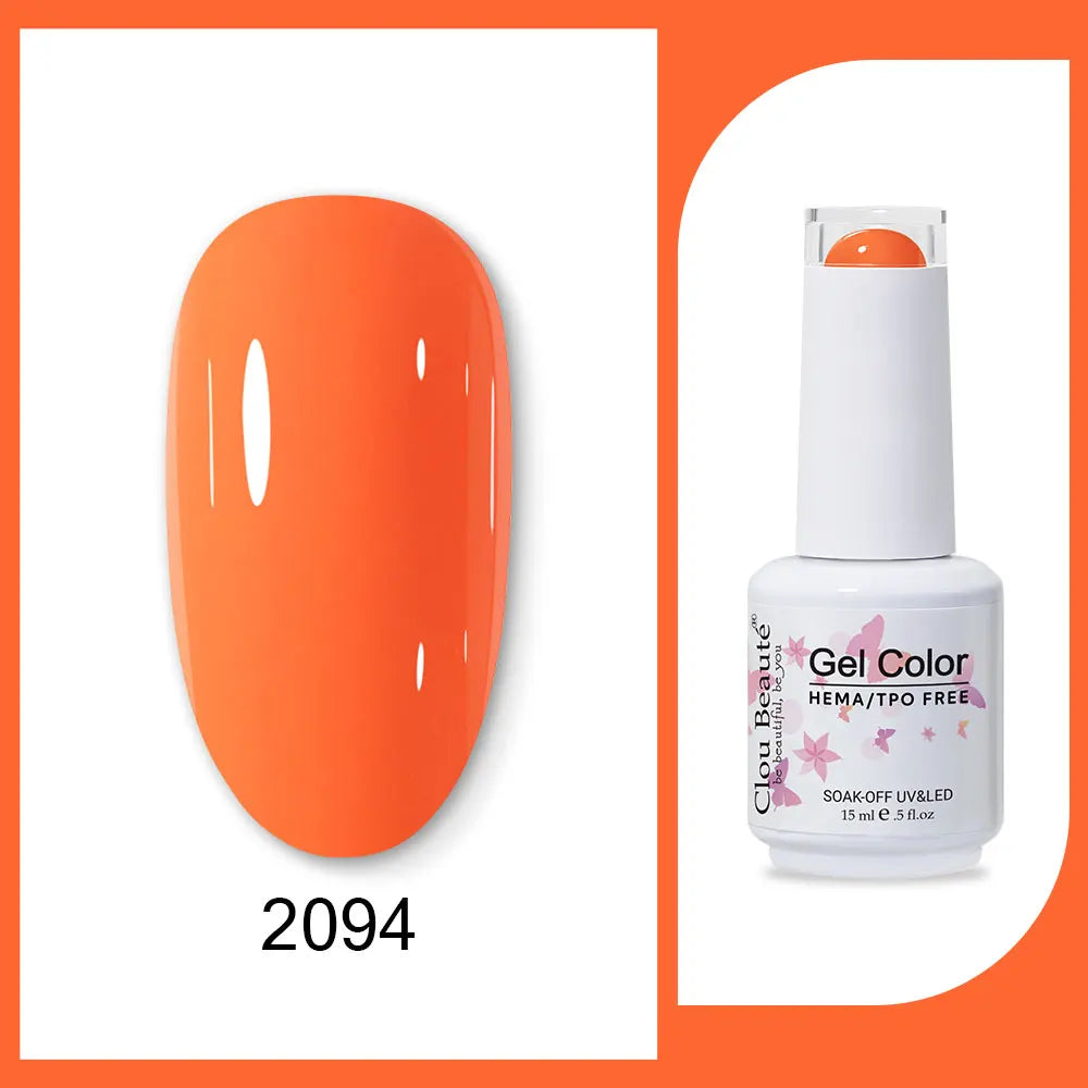 Clou Beaute 15ml Red Black White Green Neon Gel Nail Polish Base Top Coat Velvet Top 400 Colors Semi Permanent Gel Nail Varnish