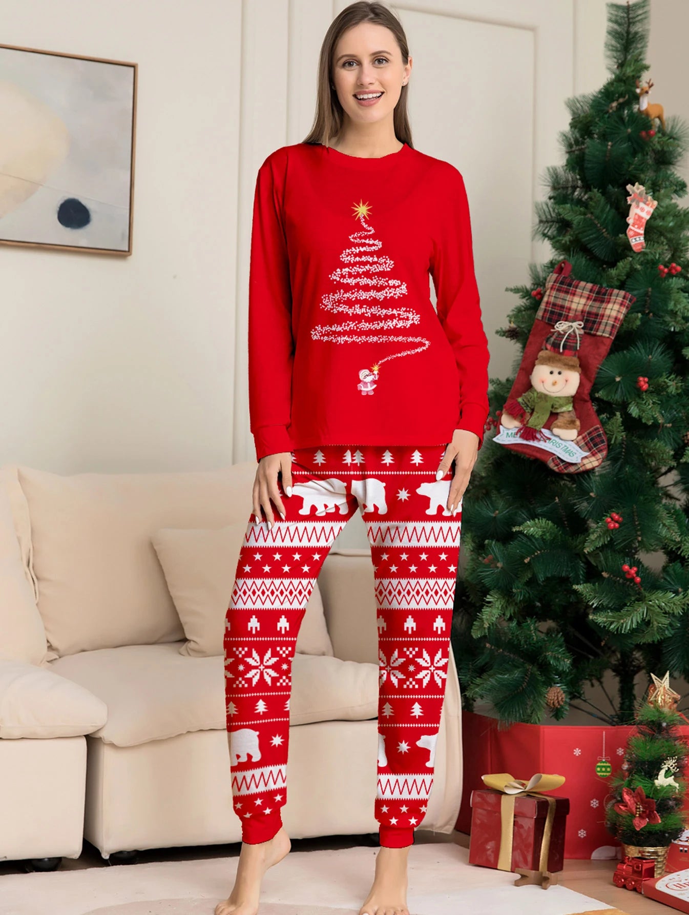 2025 Christmas Pajamas Baby Mother Kids Daughter Mommy Family Set Xmas Pjs Long Sleeve Sleepwear Matching Outfits
