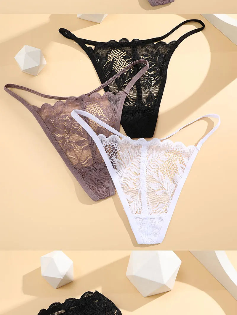 FINETOO 6PCS/Set Lace Thong Female Bikini Lady Intimates S-XL Women Seamless Panties Sexy Girl's Underwear Transparent Briefs