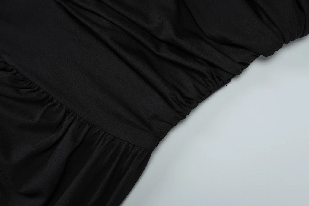 Hugcitar One Shoulder Ruched Sleeveless Solid Pleated Sexy Irregular Y2K Maxi Dress Summer Elegant Party Women Clothes Vacation