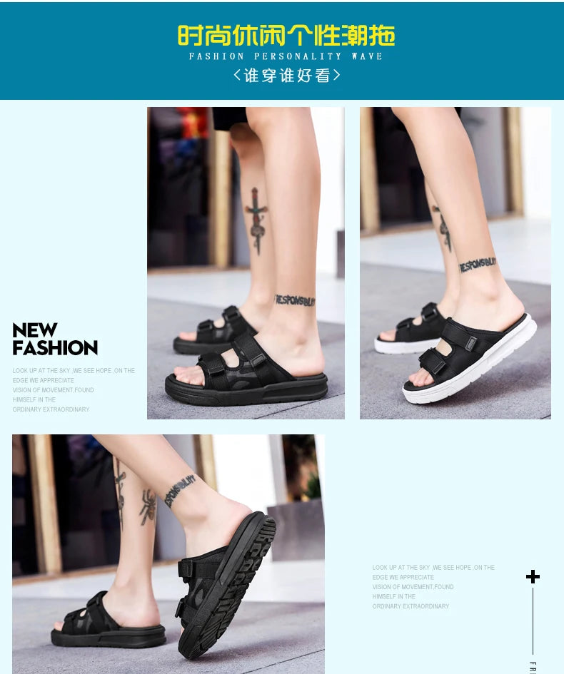 Men's Sandals Flat Sandals Men's Slippers Shoes for Men Wear-resistant Soft and Comfortable Indoor and Outdoor Non-slip Fashion