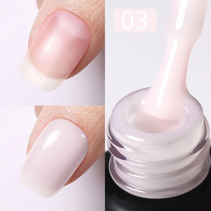 BORN PRETTY 15ml Milky Pink Rubber Base Gel Nail Polish Glitter Semi-Permanent Varnish Soak Off Self Leveling UV LED Polish