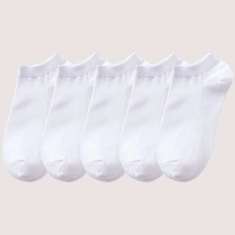 10pcs=5 Pairs Low Cut Mens Socks Solid Color Black White Grey Breathable Cotton Sports Socks Female Male Short Ankle Socks Women