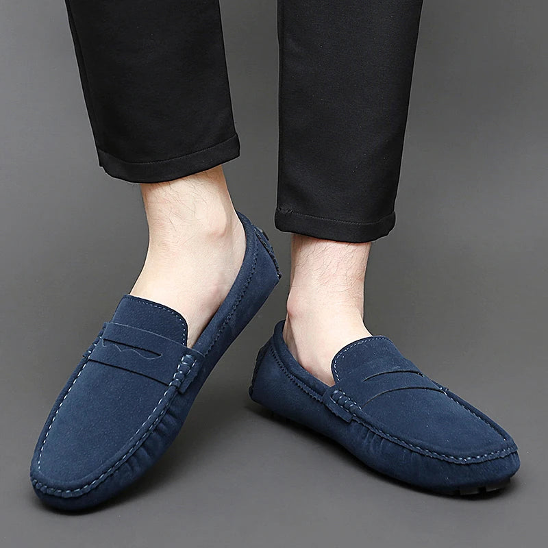 Suede Leather Mens Loafers New Fashion Walking Shoes New Comfy Man Drive Flats Classic Original Style Men Casual Shoes Moccasins
