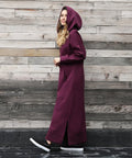 Autumn Winter New plus Size Loose Knitted Long Dress Hoodie Fleece Casual Fashion Dress Large Pocket Skirt Elegant Commute