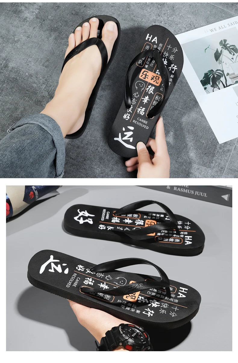 Flip Flops men's summer non-slip sandals men's foot clamp trend rubber abrasion resistant outer wear beach shoes slippers men