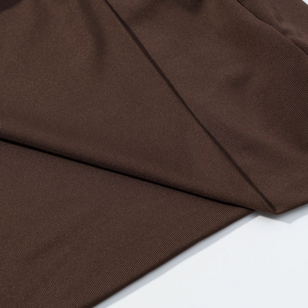 CharmChant Brown Tie Dresses for Women Backless Slim Fit Long Sleeve Bodycon Mini Dress Elegant Chic Party Clubwear Trend 2025