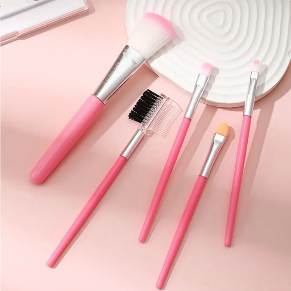 5Pcs Makeup Brushes Sets Portable Mini Cosmetic Brushes Kit Professional Eyeshadow Blush Loose Powder Brushes Beauty Tools