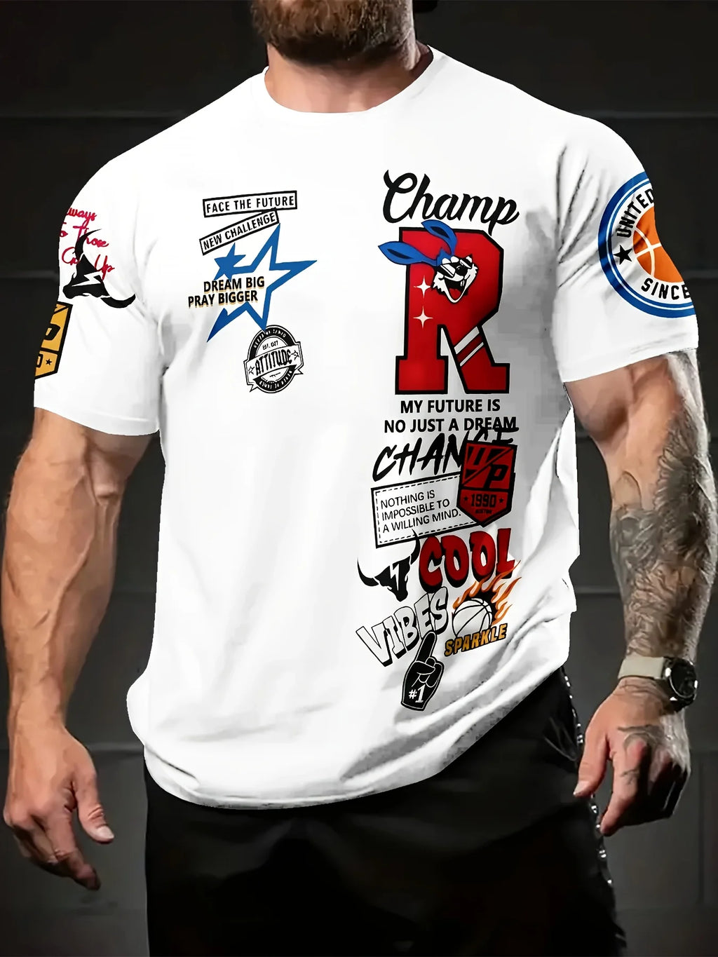 Men's Plus Size Casual Sports Tee - Pink Leopard Print with Stylish Cartoon Rat Graphic,Polyester,Machine Washable,Workout