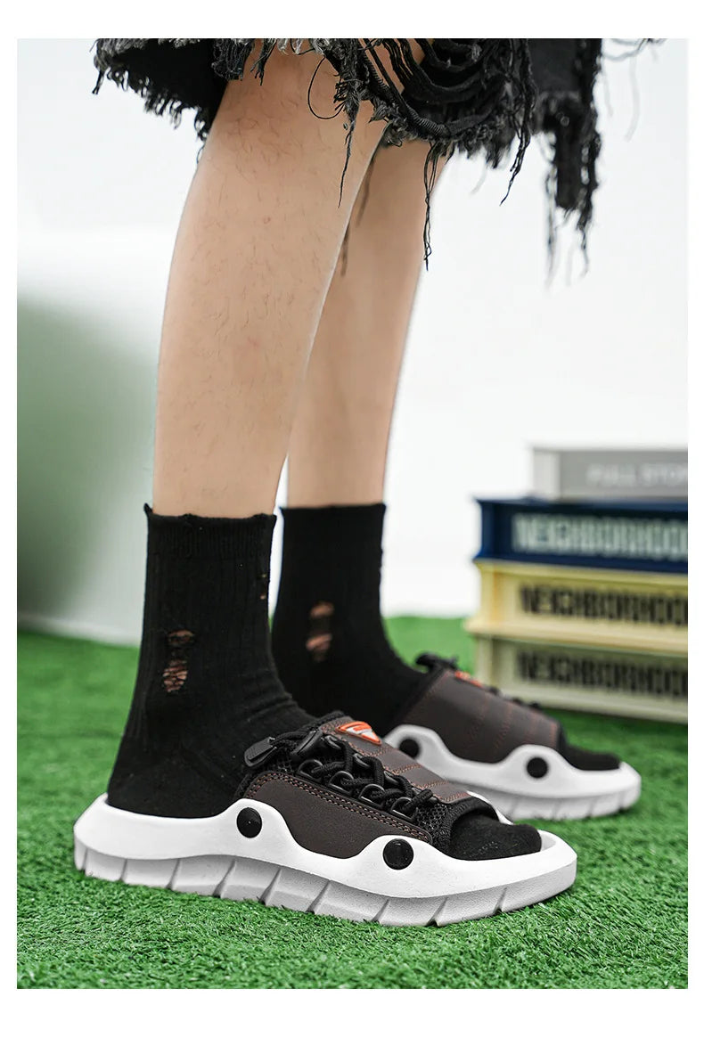 New Men's EVA Platform Massage Slippers Home Mute Anti-slip Slides Outdoor Beach Casual Sandal Shoes for Men Sandalias De Hombre