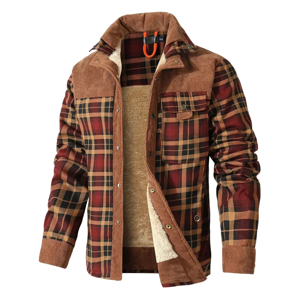 Men's Jackets Winter Windproof Warm Casual Bomber Coat Plaid Sherpa Lined Flannel Outdoor Classic Soft Jackets Men US Size