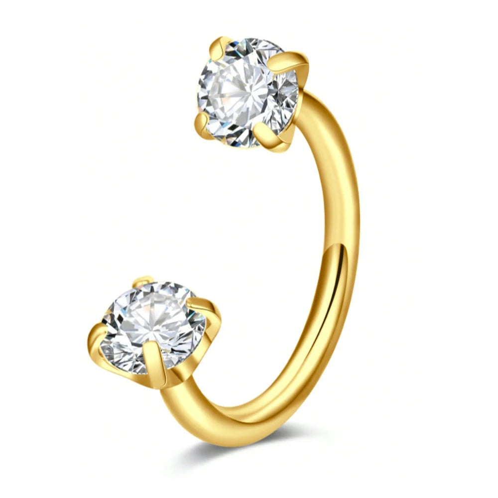 Horseshoe Nose Rings Heart Star Pink CZ Internal Threaded Horseshoe Septum Ring Cartilage Tragus Earrings Helix Piercing Jewelry