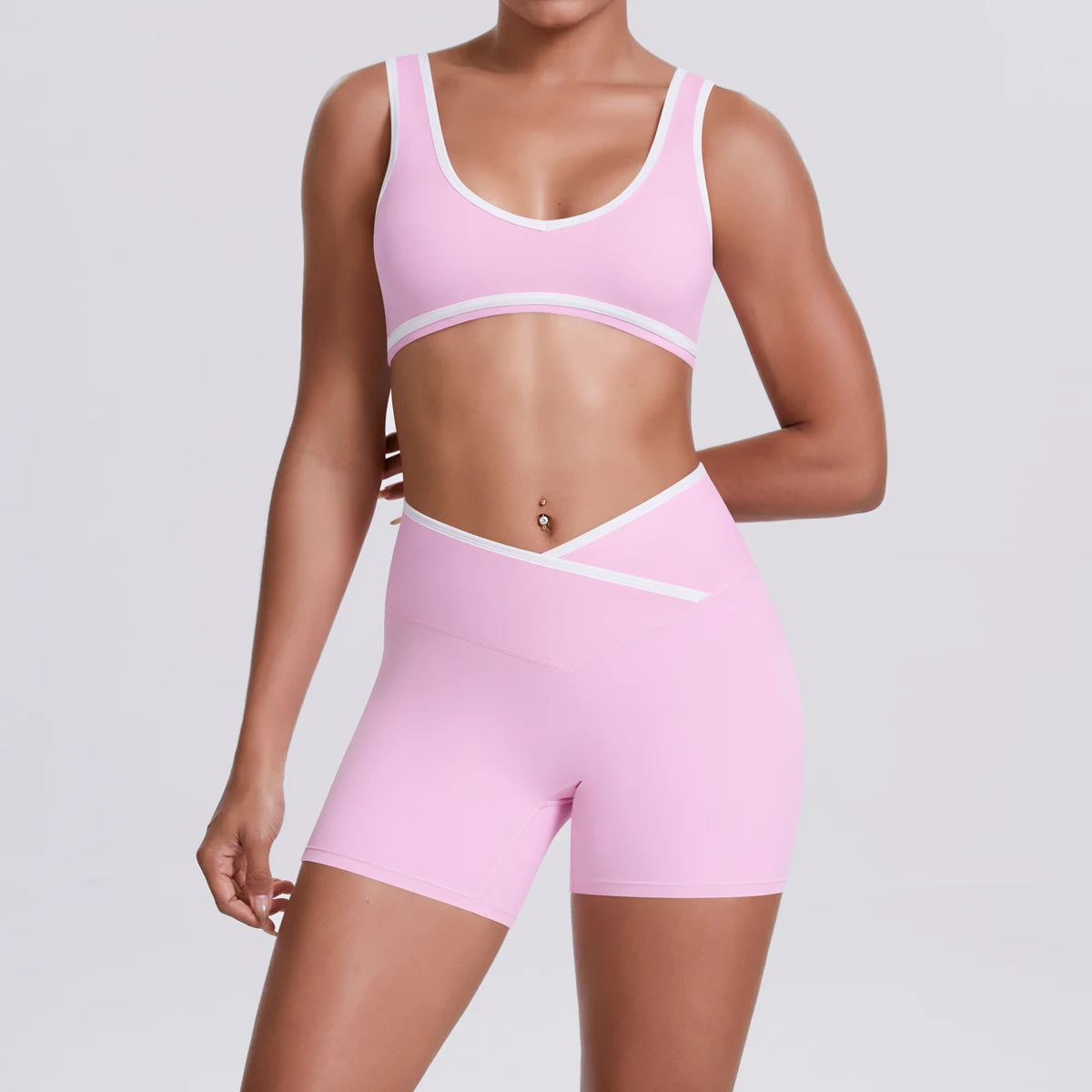 Women Two Piece Gym Workout Set Female Bra Yoga Sets 2ps Shorts Fitness Wear Women Quick-Dry Camisole Sports Bra Suits