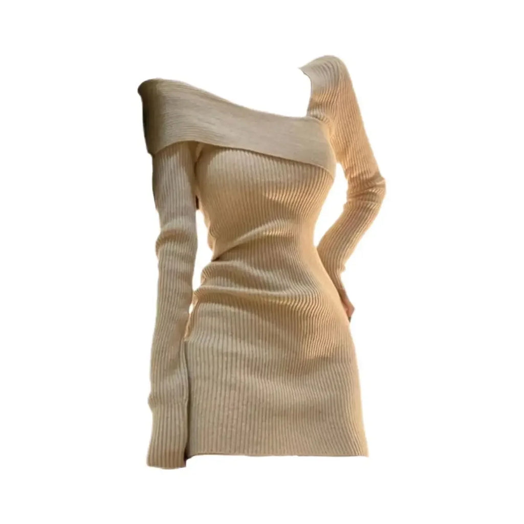 Summer Women Long Sleeve Dress Slim Knitting Female Clothes Streetwear Vacation Casual Soft Sweet Sexy Korea Fashion Dress