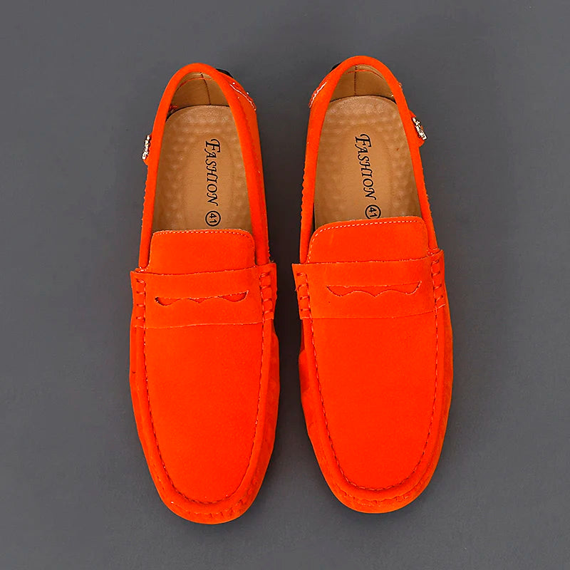 Suede Leather Penny Peas Loafers Men Women Boys Driving Shoes Big Size 35-48 Moccasins Slip on Flats Designer Mens Loafers Pink