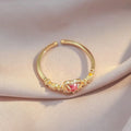 1 Piece of Rose Gold Color Niche Adjustable Ring with Plain Ring Women's Heart Set Design Ring Index Finger Ring