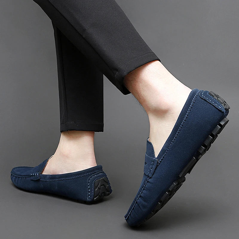 Suede Leather Mens Loafers New Fashion Walking Shoes New Comfy Man Drive Flats Classic Original Style Men Casual Shoes Moccasins